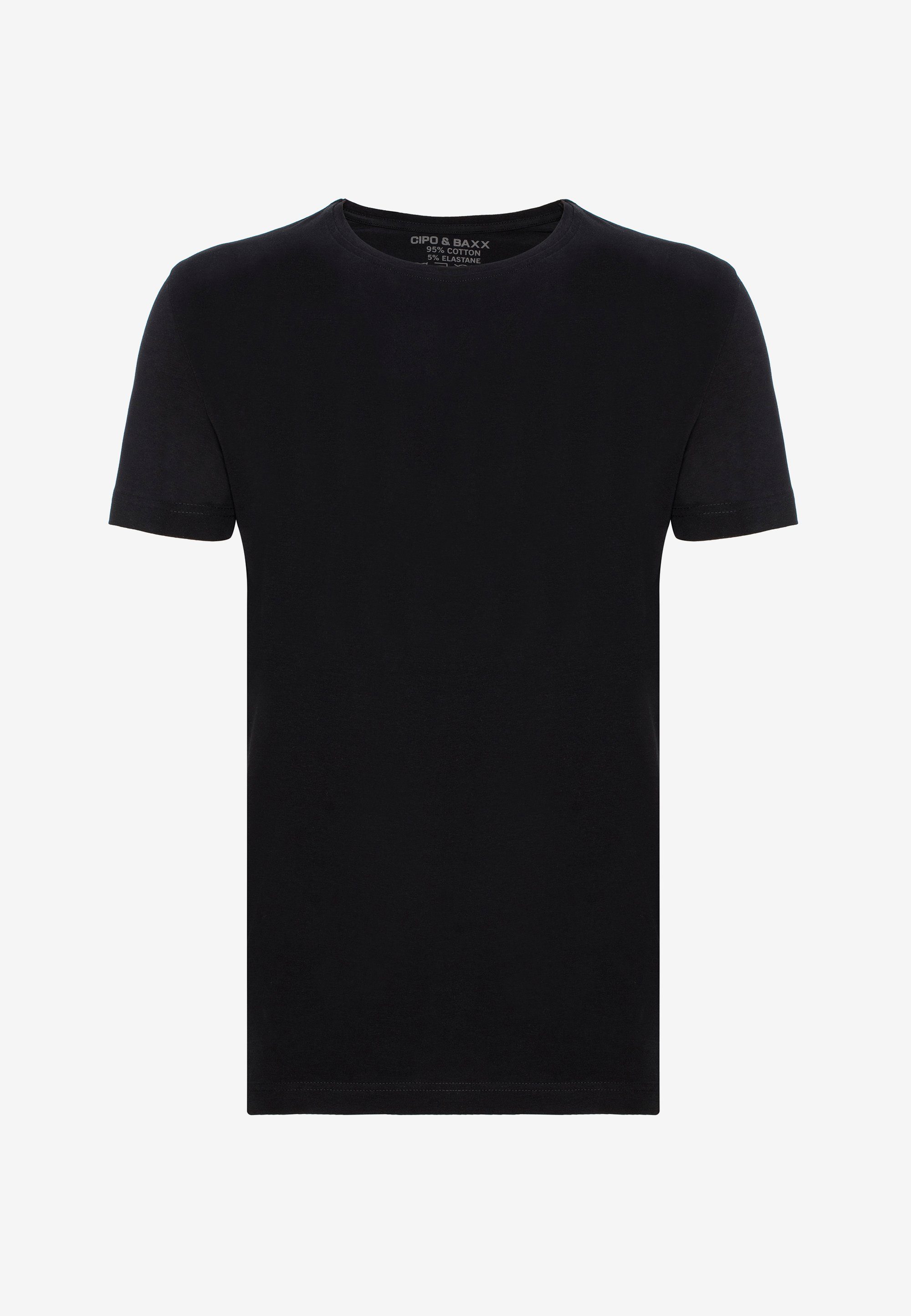 & Cipo Rundhalsausschnitt schwarz Baxx mit T-Shirt modernem