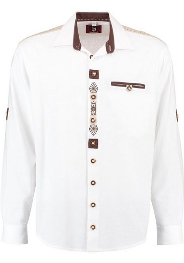OS-Trachten Trachtenhemd »Fihud« Langarmhemd mit Edelweiß-Stickerei auf der Knopfleiste