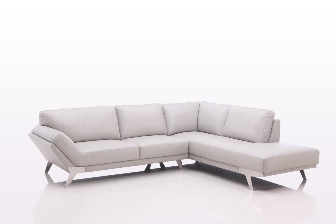 Salottini Ecksofa Edles Ecksofa Alba Leder Wohnlandschaft Eckcouch grau, 2 Teile, Handarbeit