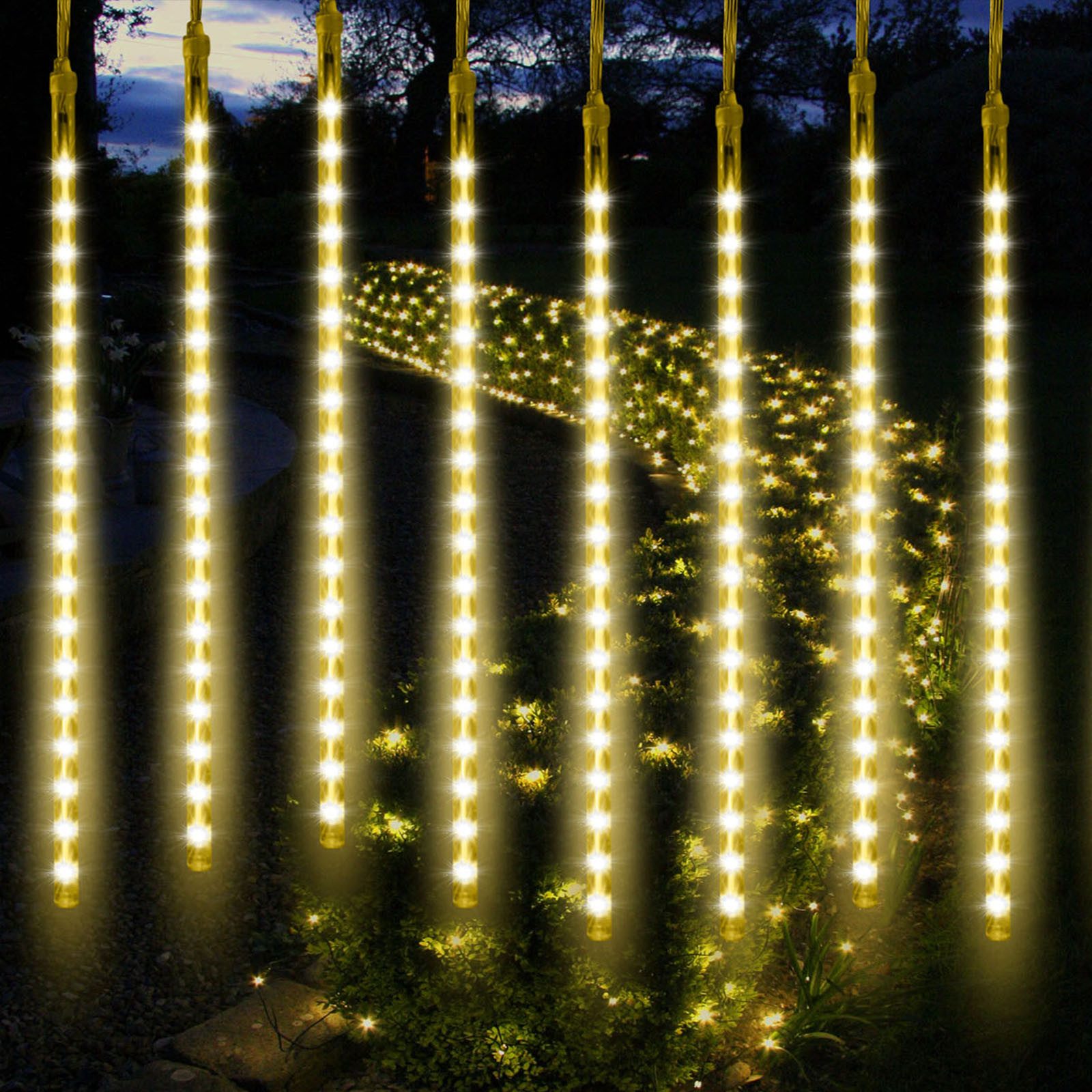 Qualra LED-Lichtervorhang 30/50cm Meteorschauer LED Lichterkette Weihnachtsbeleuchtung, Eiszapfen LED Lichterkette für Weihnachten Party Garten