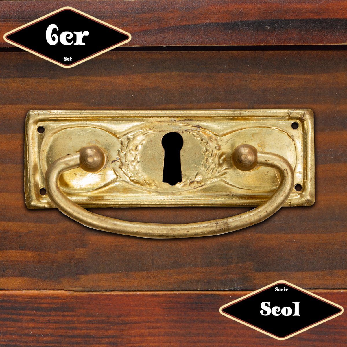 Möbelbeschlag Schubladengriff,Serie "Seol",6er Pack, Eisen in Messing gl.