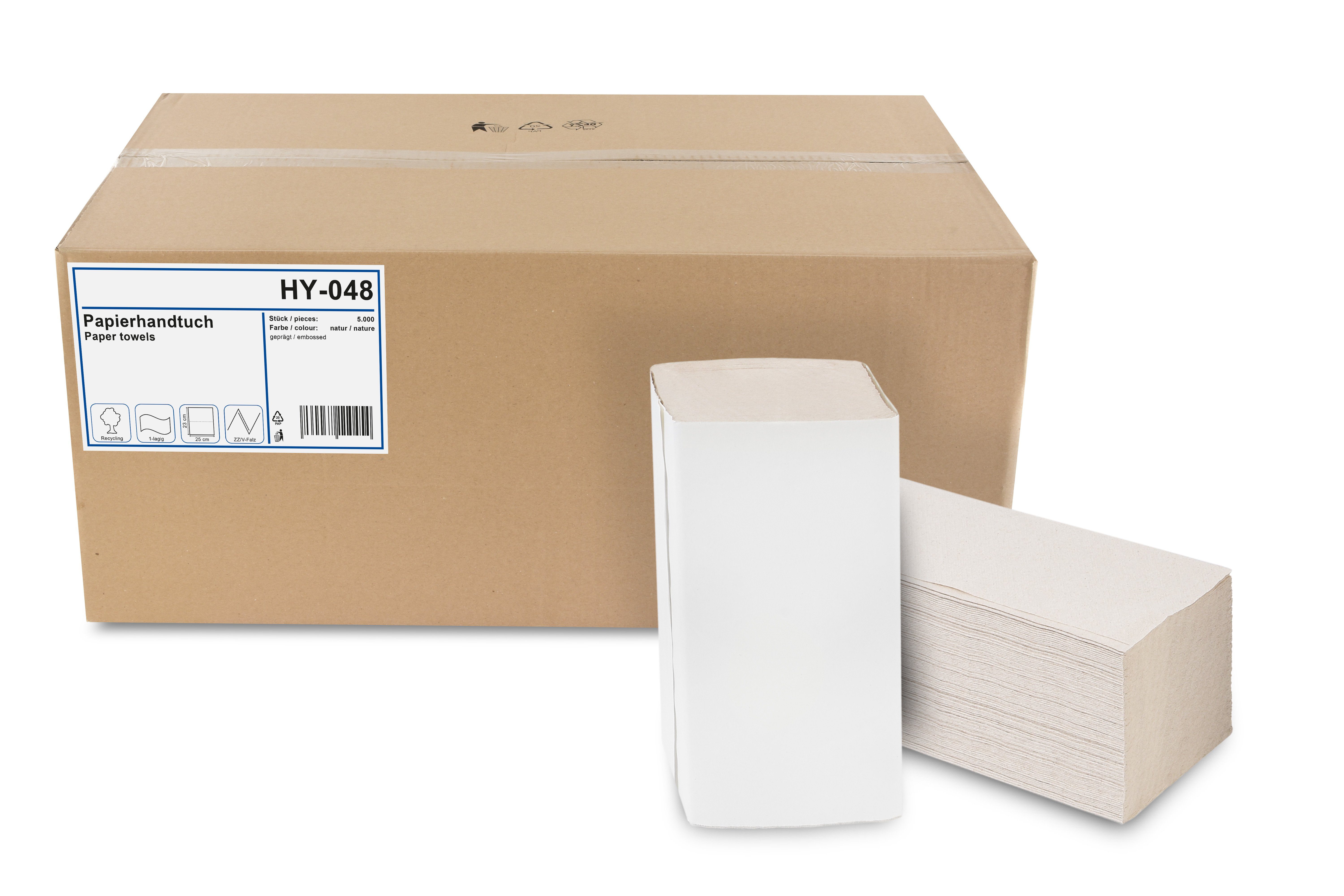 Hypafol Papierhandtuch Recycling, 1-lagig, 25 x 23 cm, 5.000 Blatt, ZZ/V-Falz