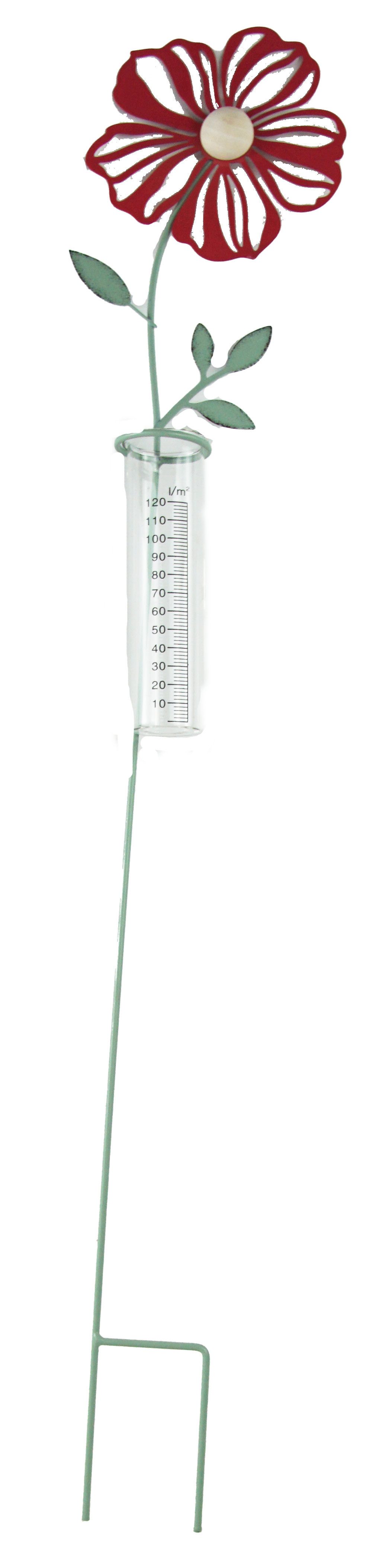 Holzwurm GmbH Regenmesser Blume rot Regenmesser (Regenmesser Blume rot, inkl. Glas)