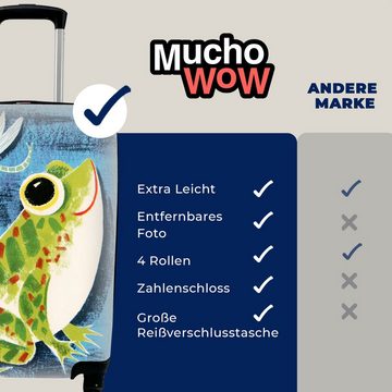 MuchoWow Handgepäckkoffer Frosch - Libelle - Blau, 4 Rollen, Reisetasche mit rollen, Handgepäck für Ferien, Trolley, Reisekoffer