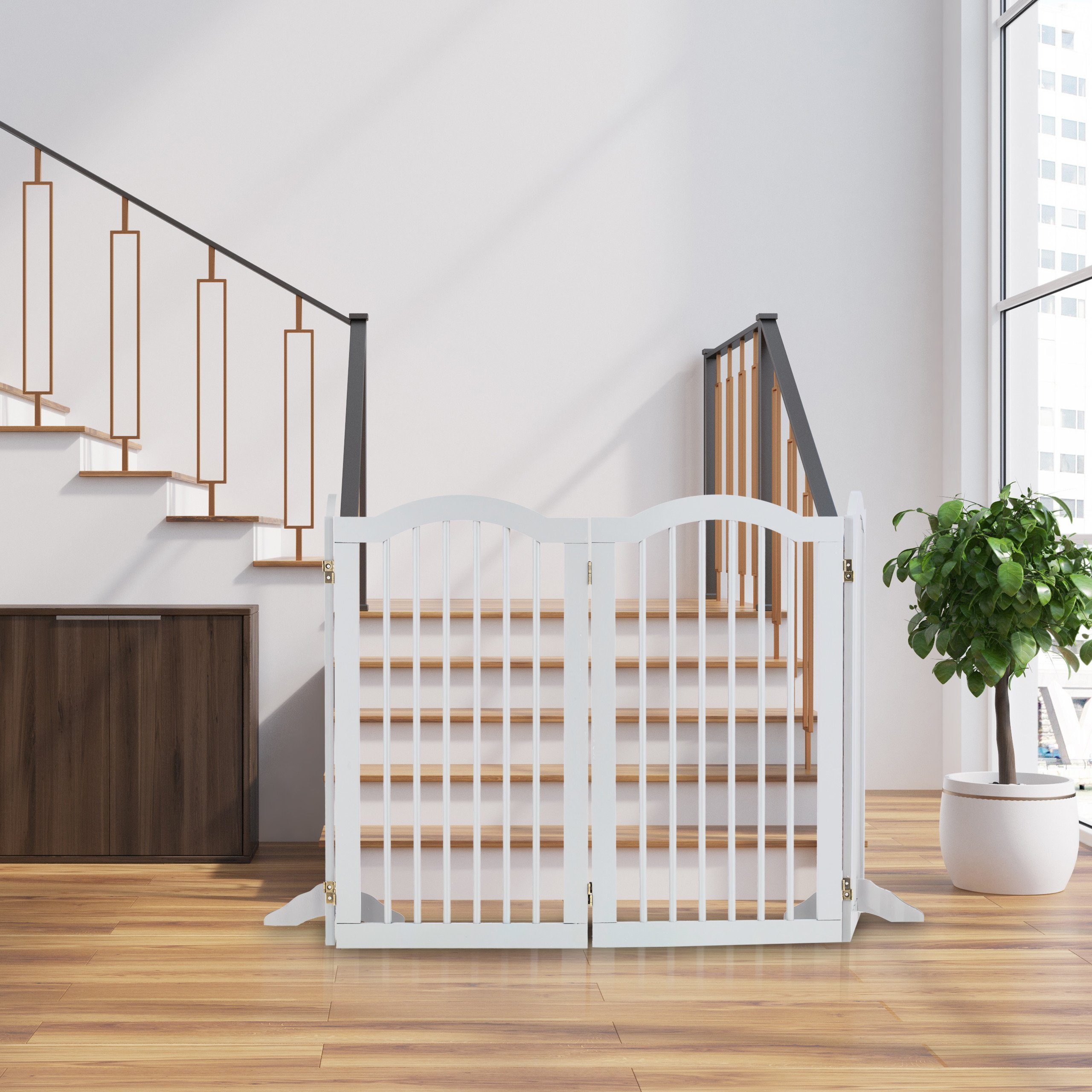 relaxdays Universalschutzgitter Weißes Absperrgitter 92 cm hoch