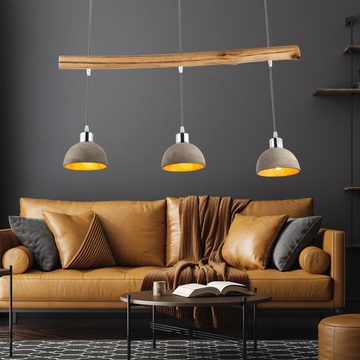 etc-shop LED Pendelleuchte, Leuchtmittel inklusive, Warmweiß, Farbwechsel, Decken Hänge Lampe Wohn Zimmer Holz Gold Fernbedienung dimmbar im Set