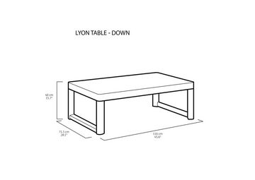 ONDIS24 Gartentisch Lyon Table Lounge Tisch Beistelltisch höhenverstellbar, aus hochwertigem Kunststoff gearbeitet, UV- und witterungsbeständig