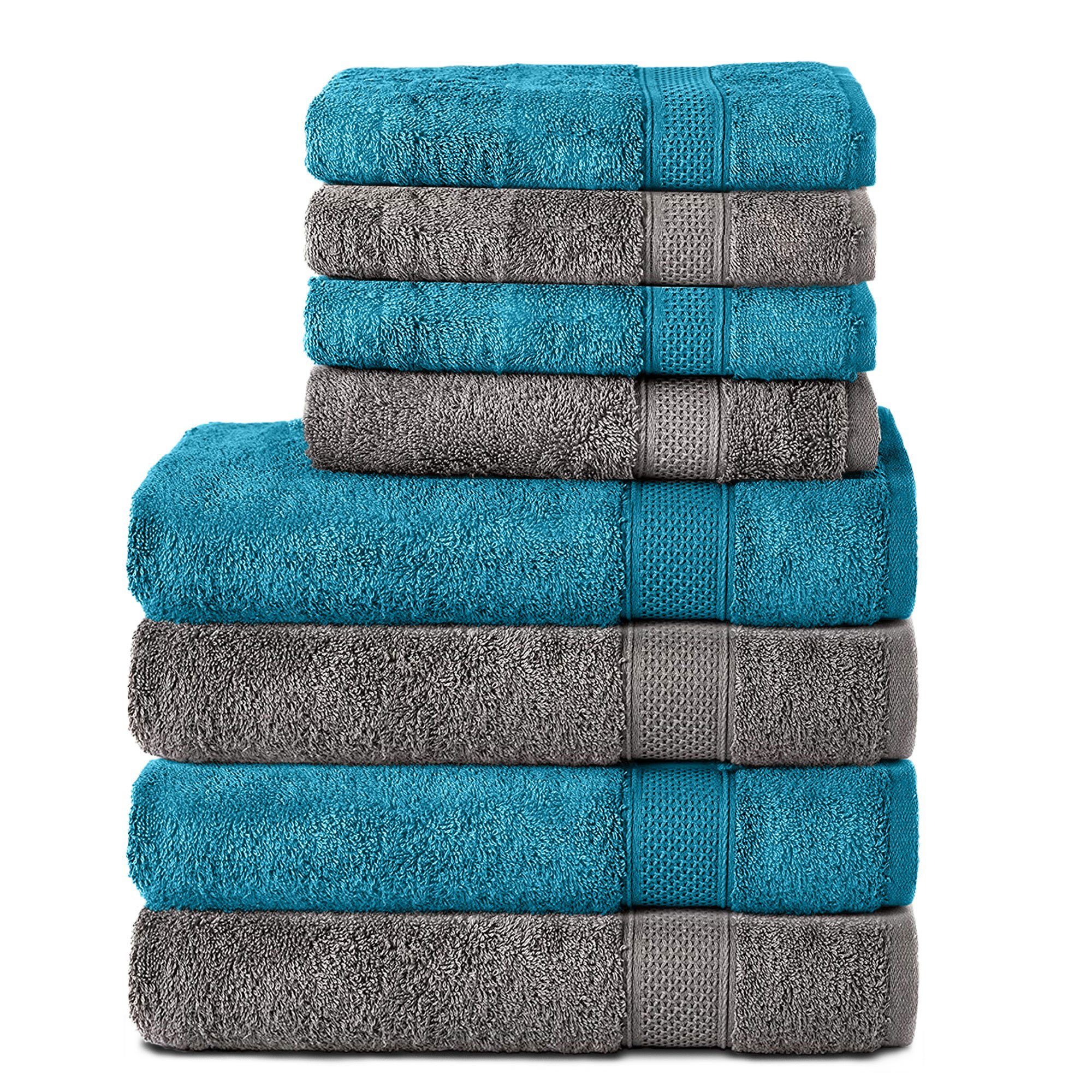 Handtuch Set aus 100% Baumwolle, 4 Handtücher 50x100 cm und 4 Badetücher 70x140 cm