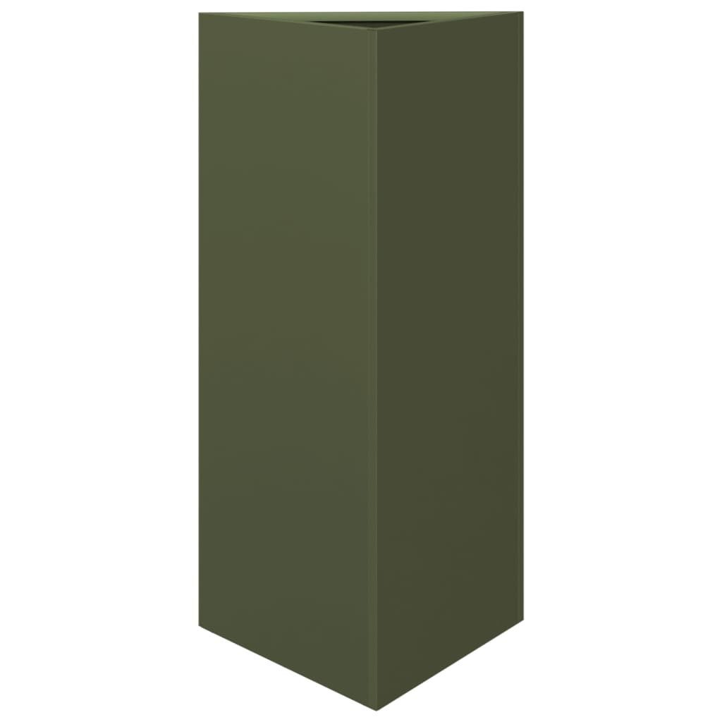 vidaXL Blumentopf Pflanzkübel Olivgrün Dreieckig 40x34,5x75 cm Stahl (1 St)