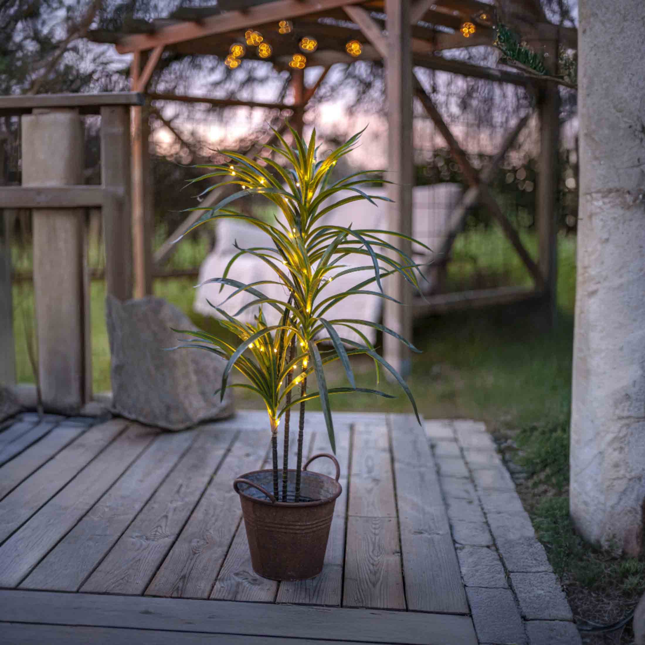 Kunstpflanze Bali Palme, STAR TRADING, Höhe 84.00 cm, Palme mit 50 LEDs warmweiß außen 84cm