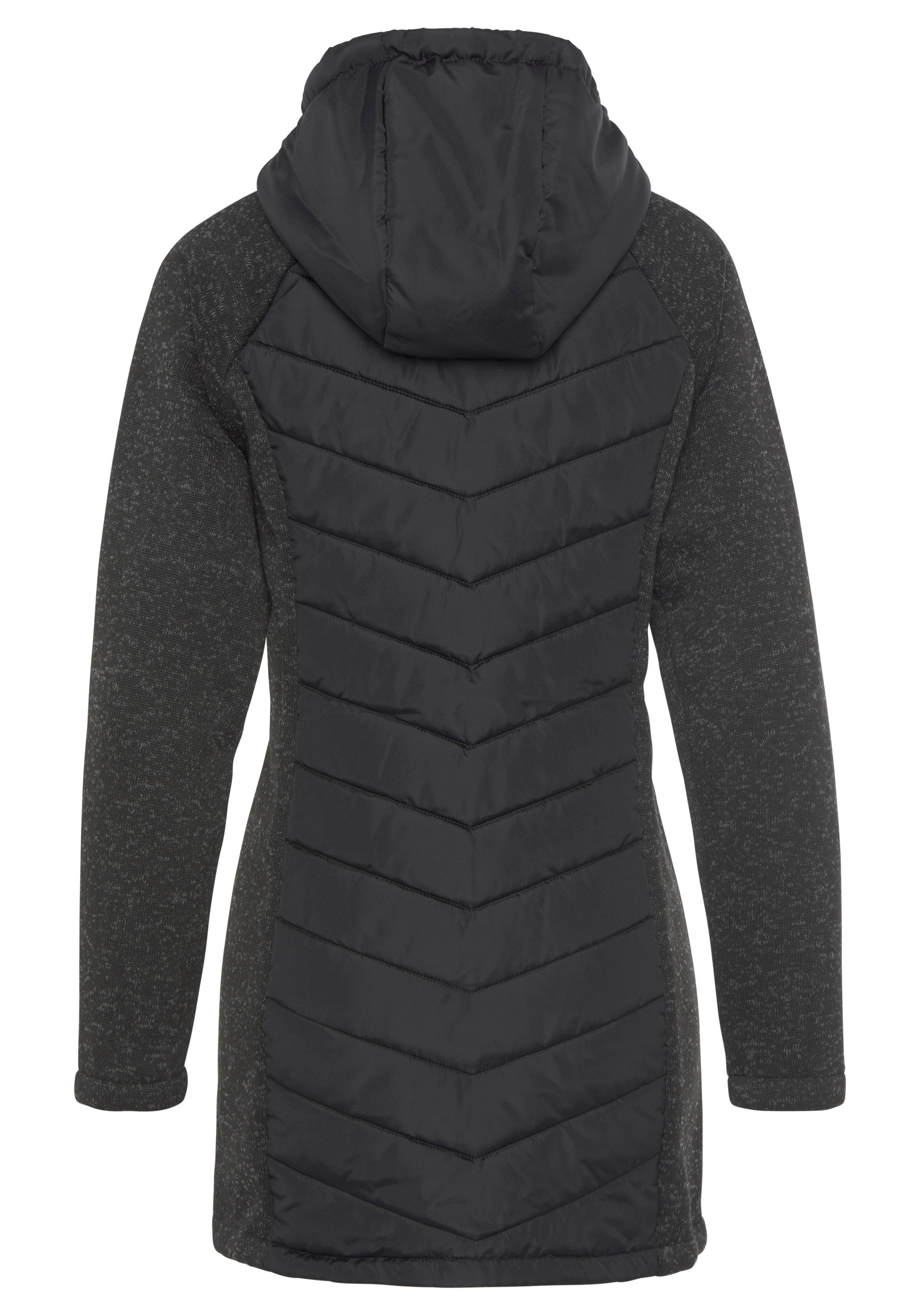 Steppjacke schwarz Strickfleece-Ärmeln Vivance mit