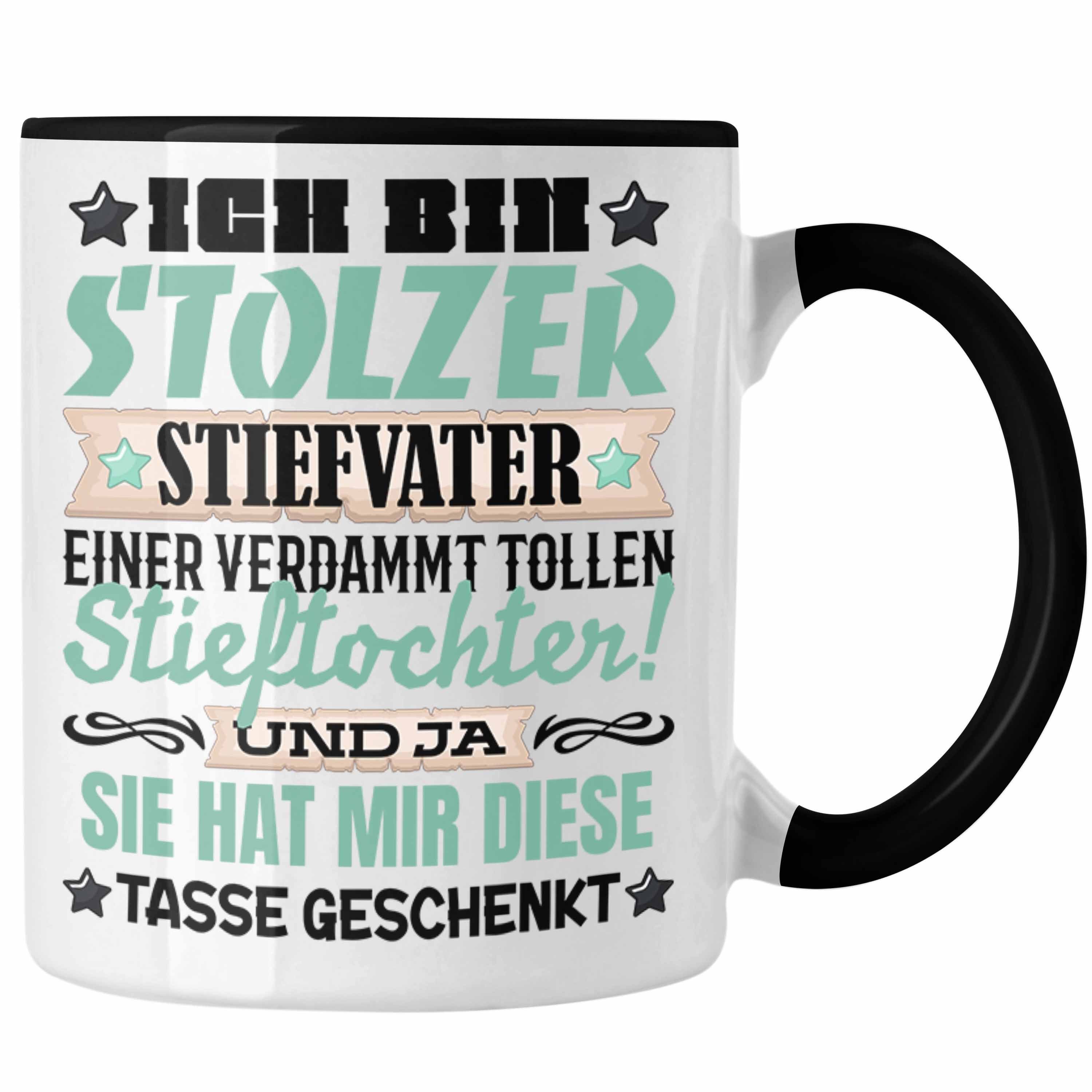 Trendation Tasse Stiefvater Tasse Geschenk Stiefpapa Geschenkidee von Tochter Stieftoc Schwarz