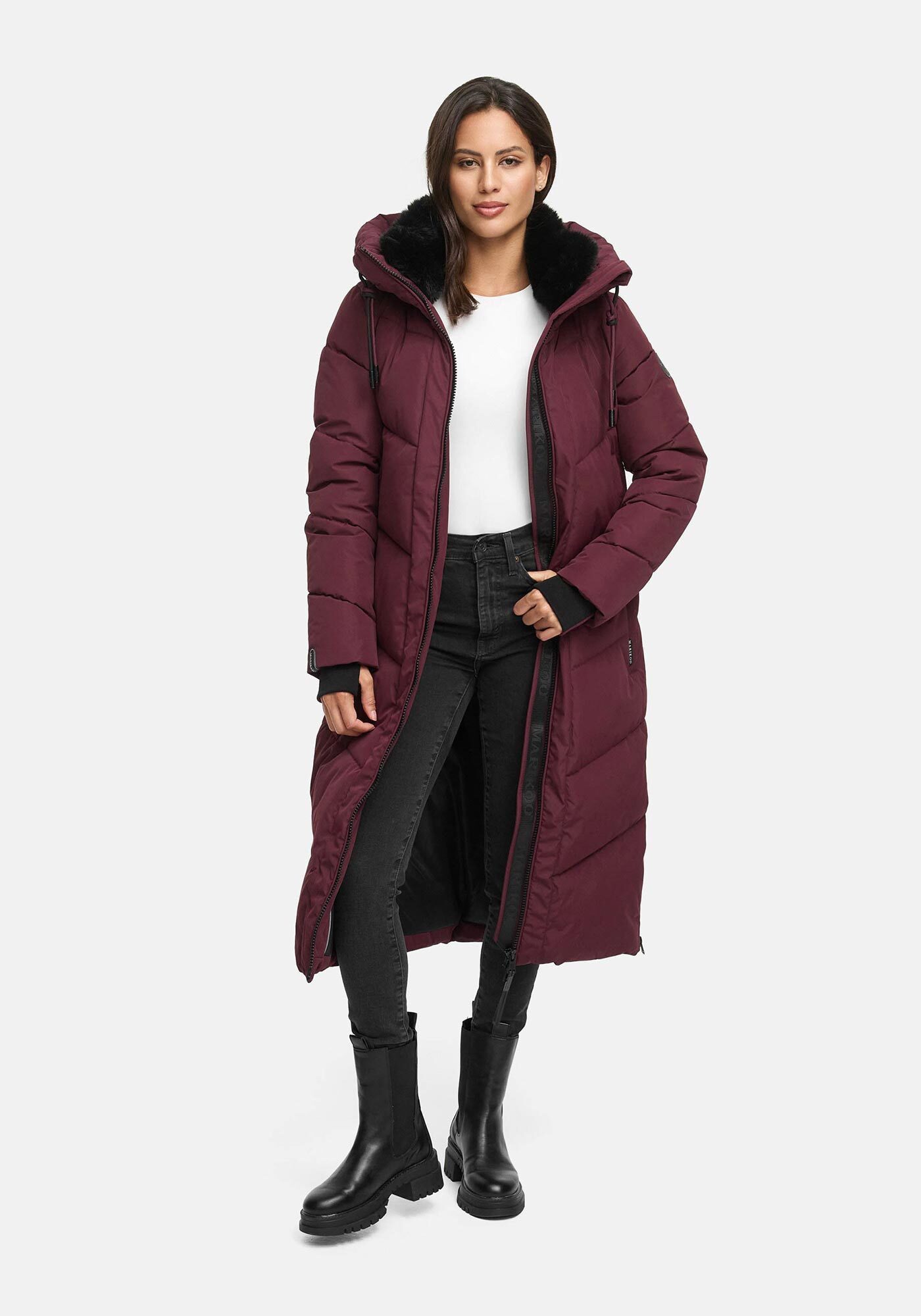 Marikoo Winterjacke Nadaree XVI Stepp Mantel mit großer Kapuze