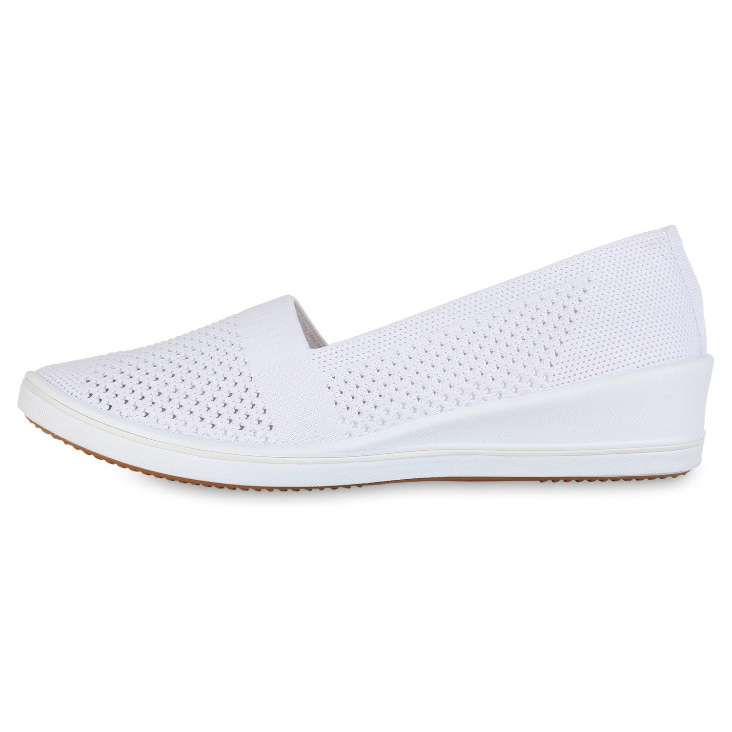 VAN HILL 841597 Slipper Damen Keilslipper Keilabsatz Bequem Strick Freizeit Slip On
