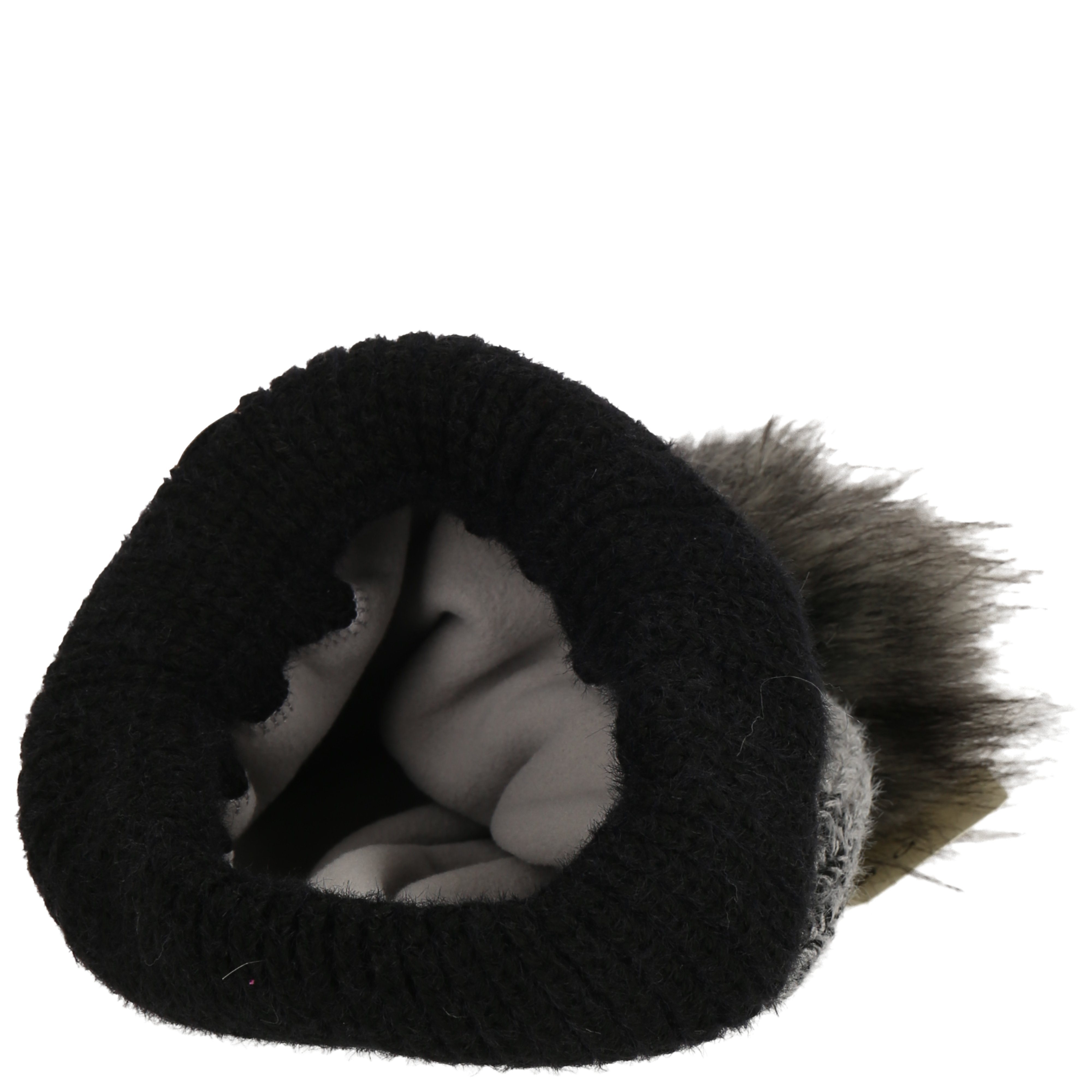 Faera Bommelmütze Wintermütze warm gefüttert mit Kunstfell Bommel-Mütze Damen Herren