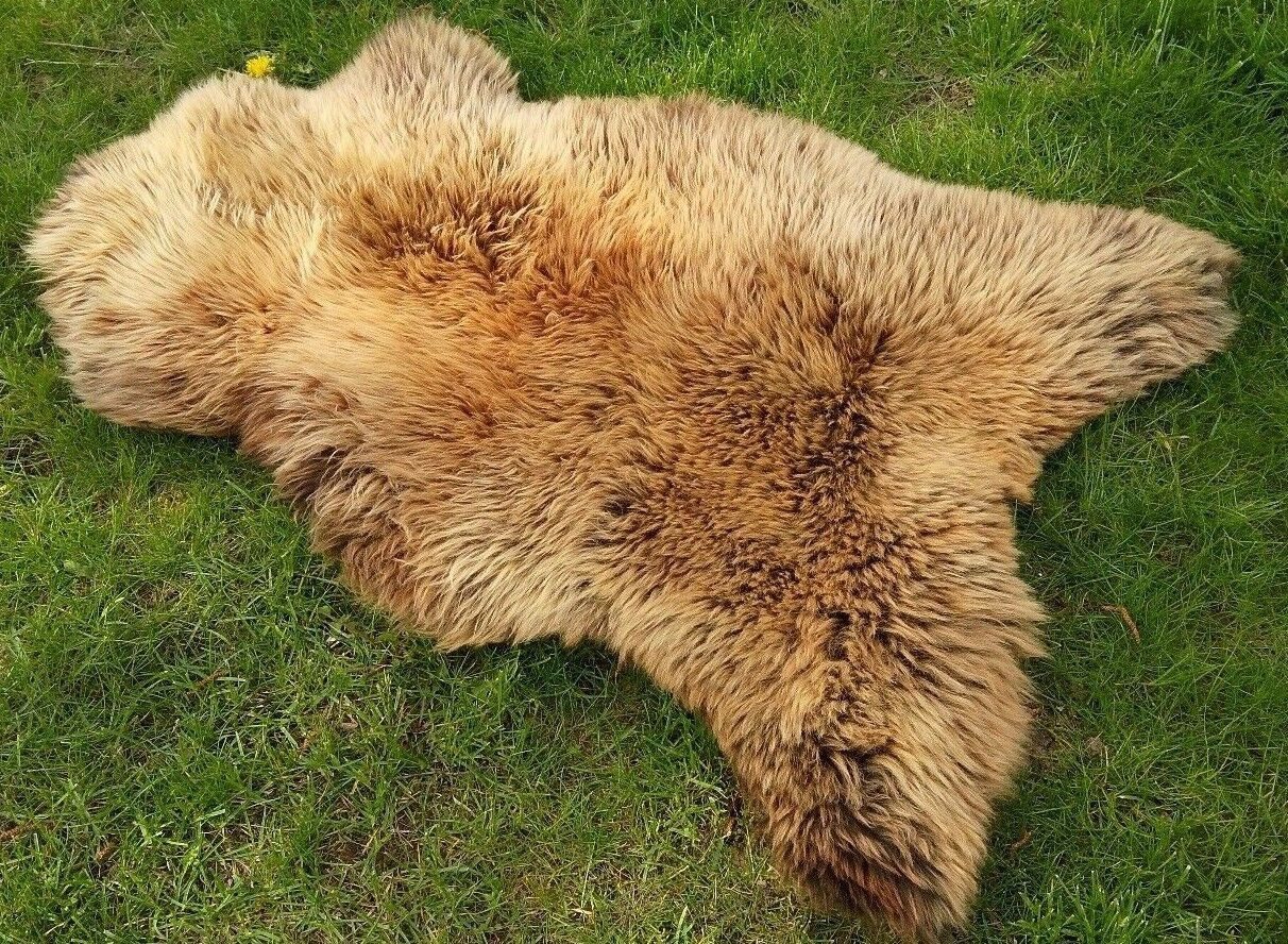 Provellus Fellteppich Skandinavisches Schaffell Creme-Braun XL ca. 110 cm