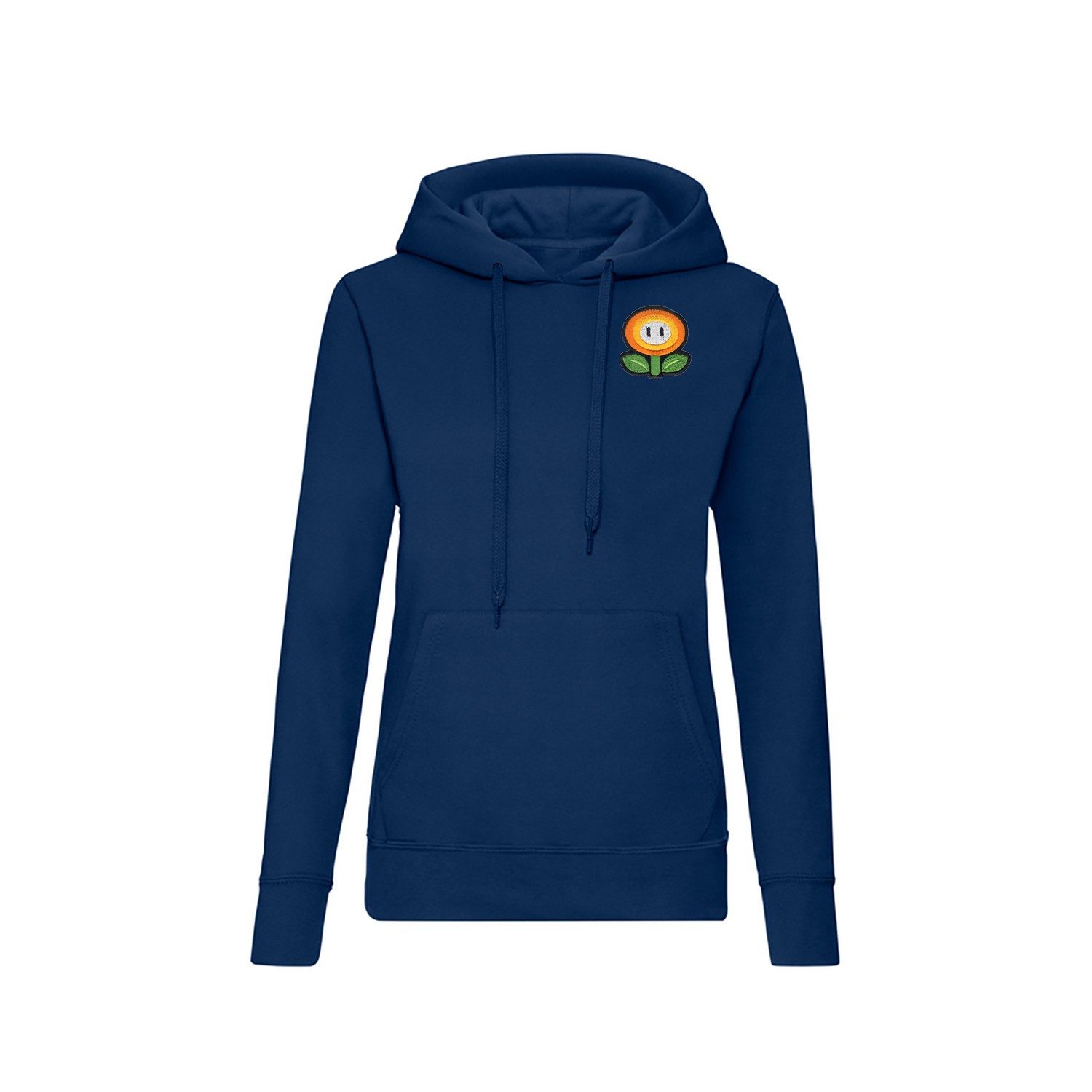 Blondie & Brownie Hoodie Damen Hoodie mit gesticktem Feuerblumenmotiv und Retro Gaming Design (Einzelartikel) Orangefarbener Blütenzauber Look