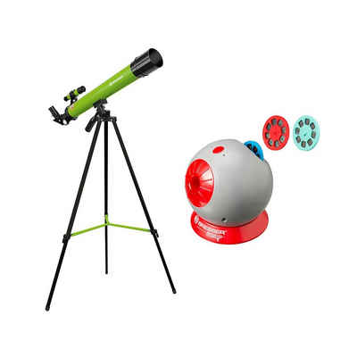 BRESSER junior SET Linsenteleskop 50/600 AZ grün + Projektor Maxi Auf- und Durchlichtmikroskop