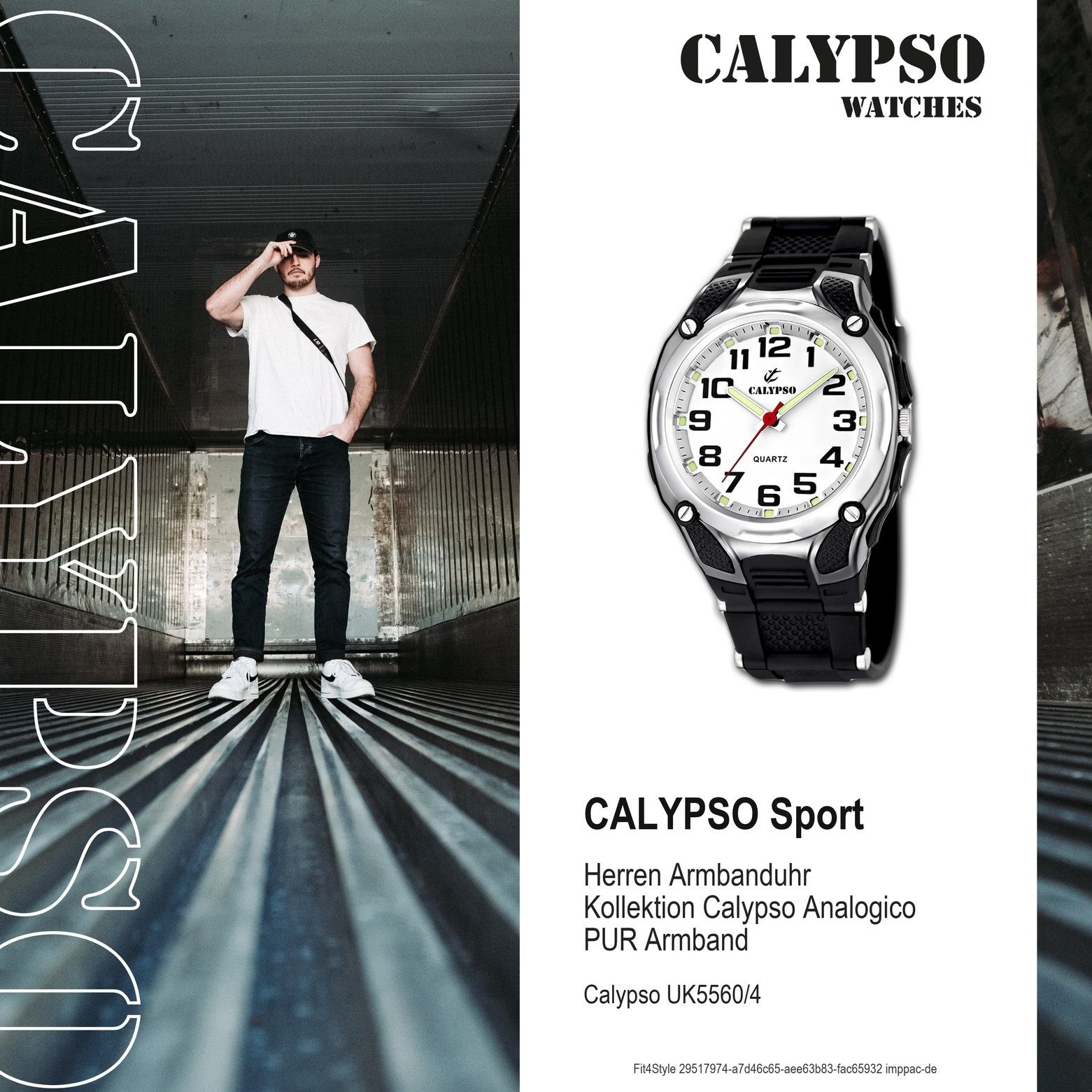 CALYPSO WATCHES Quarzuhr Calypso Herren Herren Uhr Kunststoffband, Sport Armbanduhr PURarmband K5560/4 schwarz, rund