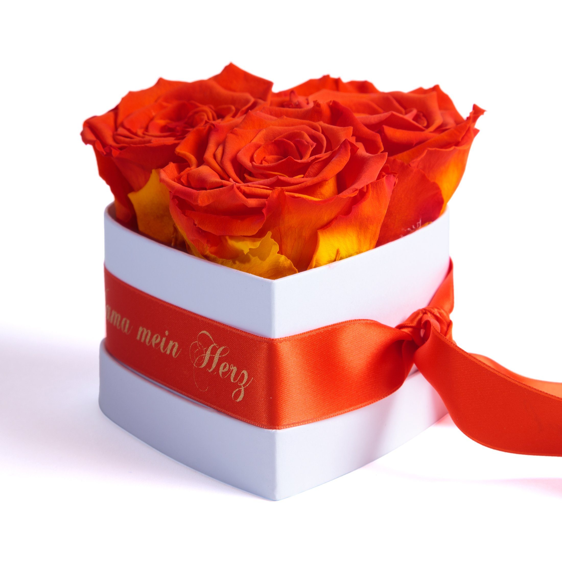 Kunstblume Rosenbox Herz 3 ewige Rosen Engel ohne Flügel nennt man Mama Rose, ROSEMARIE SCHULZ Heidelberg, Höhe 10 cm, Echte Rosen lange haltbar, Made in Germany
