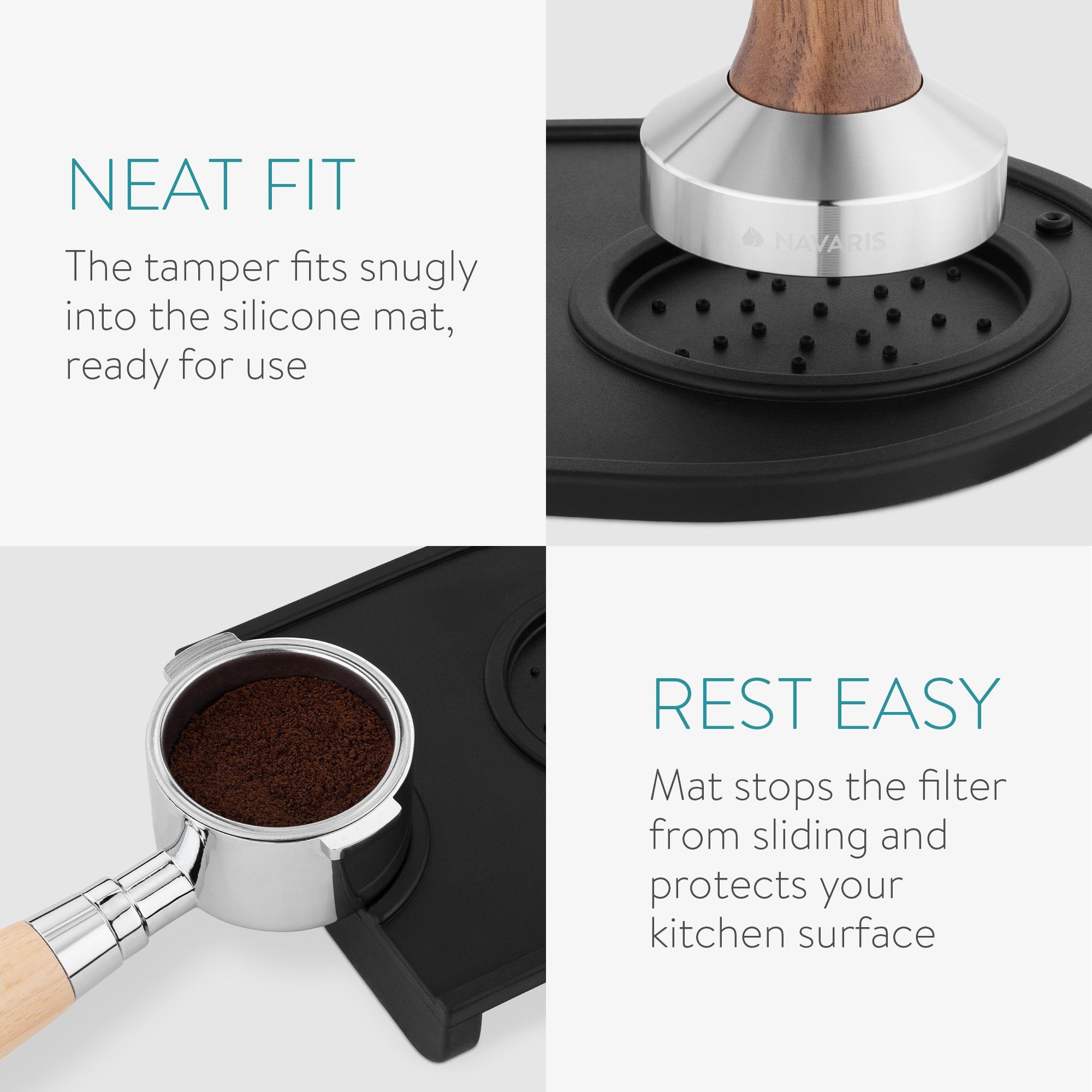 Navaris Druckbrüh-Kaffeemaschine Espresso Tamper für Stempel Kaffee - für Stampfer 51mm Siebträger