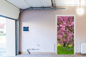 MuchoWow Türtapete Kirschbaum - Blüte - Rosa, Matt, bedruckt, (1 St), Fototapete für Tür, Türaufkleber, 75x205 cm