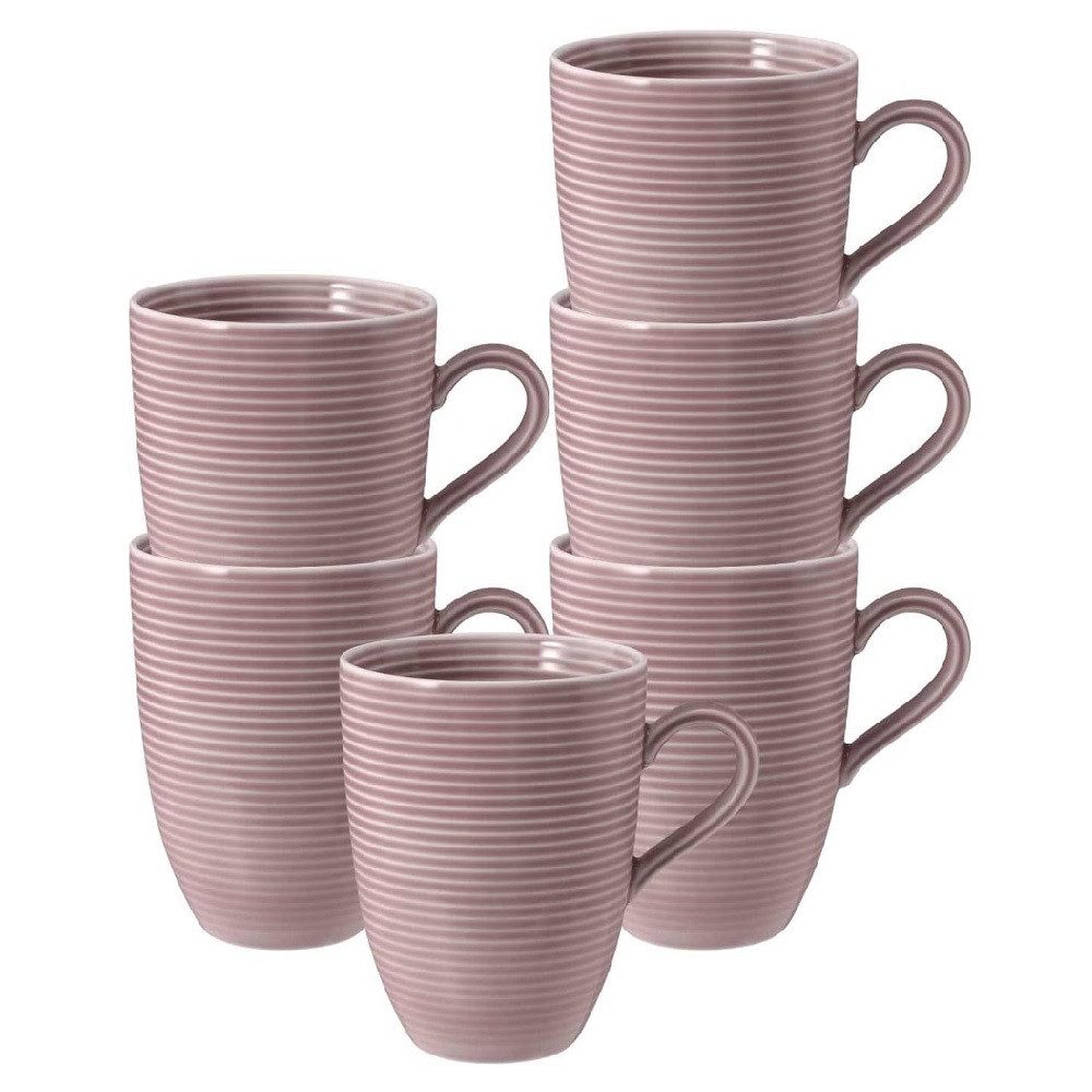 Seltmann Weiden Becher Seltmann Weiden Beat Altrosa Becher mit Henkel 0,35l 6er Set, Porzellan