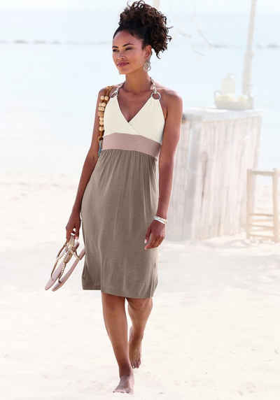 Beachtime Strandkleid mit Color-Blocking-Optik, Neckholderkleid, Minikleid