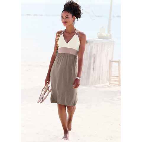 Beachtime Strandkleid mit Color-Blocking-Optik, Neckholderkleid, Minikleid