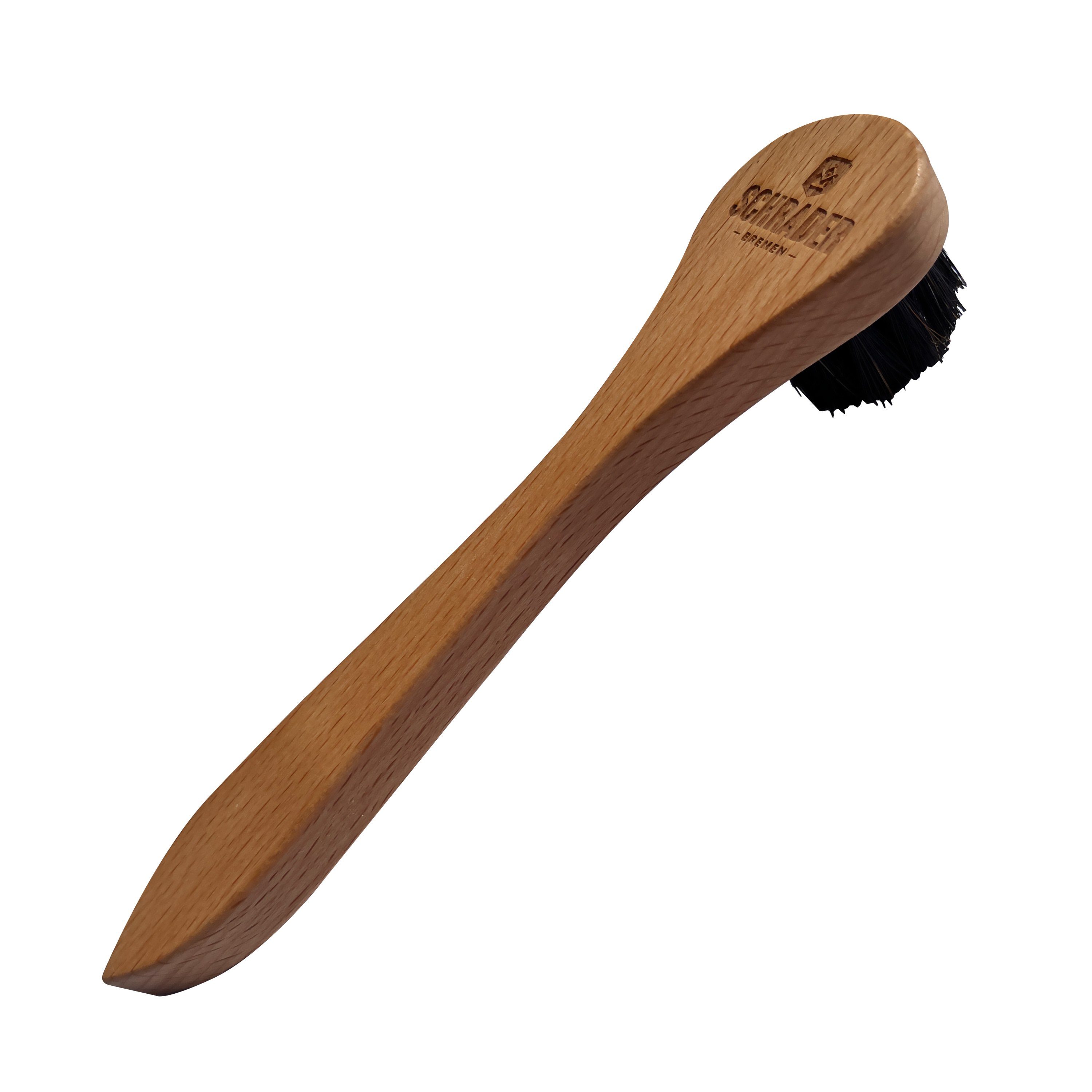 Schrader Reinigungsbürste Tiegelbürste - Plastikfrei - mit Borsten aus Naturhaar, für Leder, Kunstleder und Textilien - Made in Germany