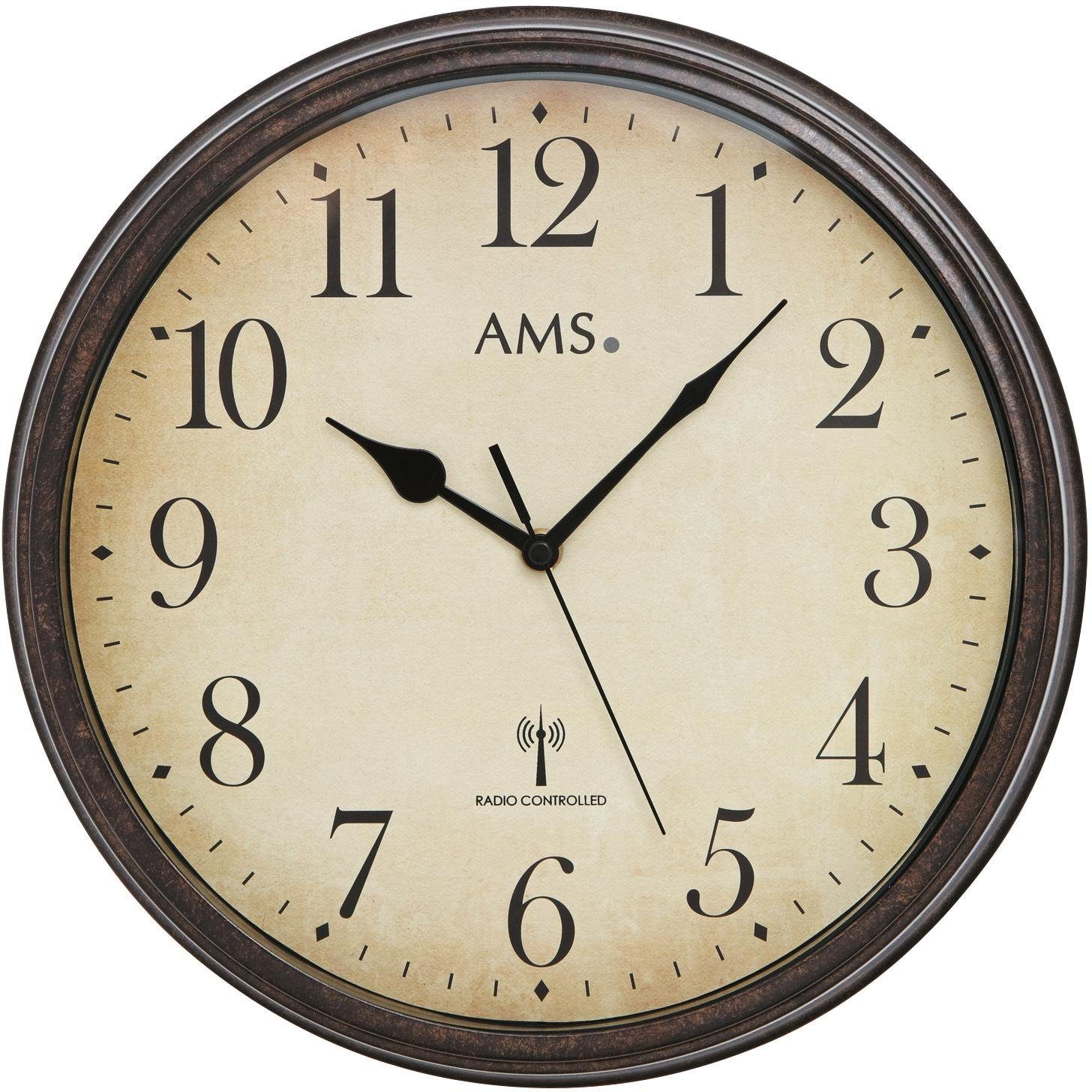 AMS Funkwanduhr F5962 (Quarz,Metall,Glas,Wohnzimmer,Esszimmer,Küche,Arbeits günstig online kaufen