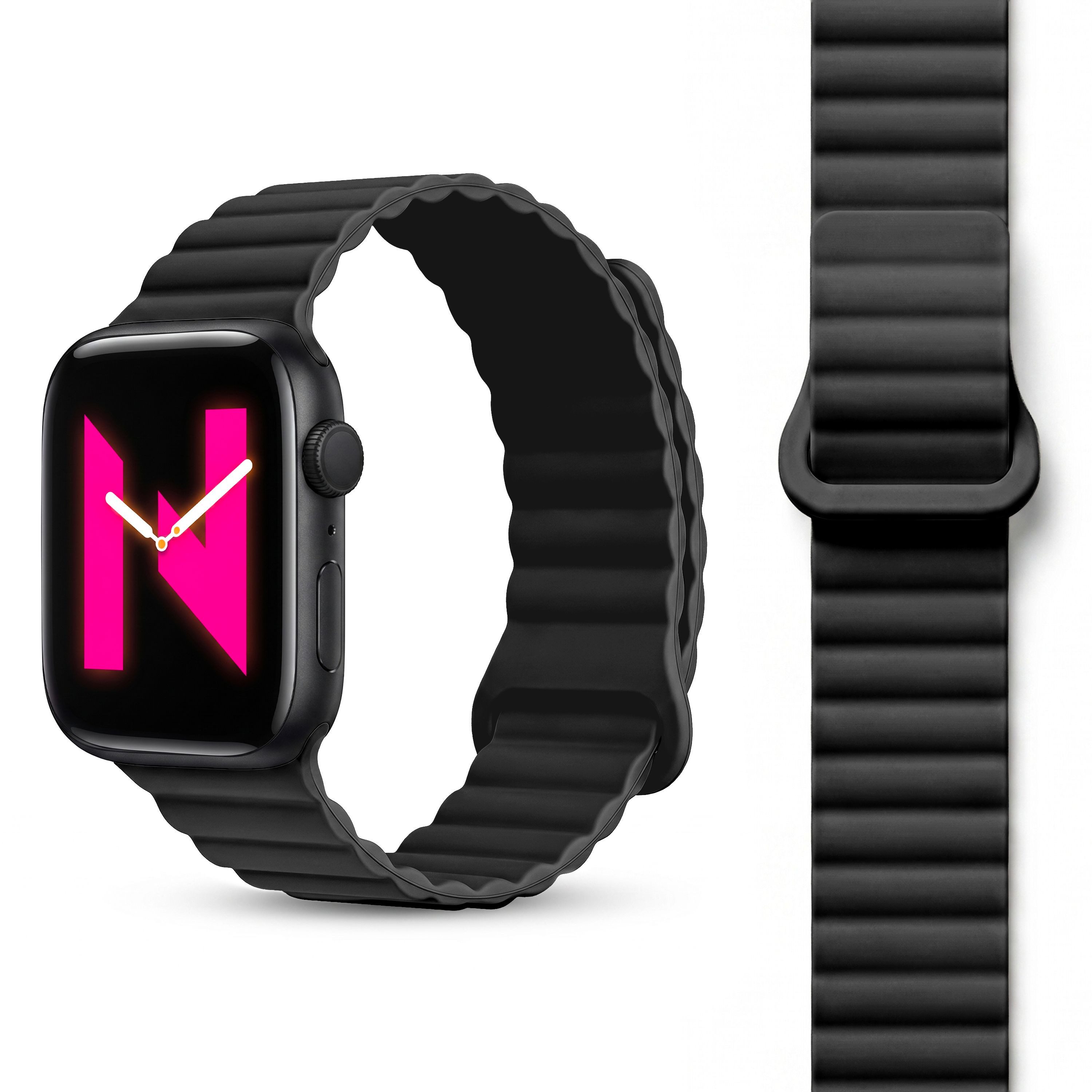 Nalia Smartwatch-Armband Apple Watch 38mm/40/41/42(Serie 10/11), Magnetisches Silikon Ersatzband / für Sport Fitness Uhr / Atmungsaktiv