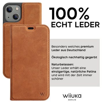 wiiuka Handyhülle suiit MORE Hülle für iPhone 14, Klapphülle Handgefertigt - Deutsches Leder, Premium Case