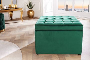 riess-ambiente Sitzhocker MODERN BAROCK 60cm smaragdgrün (Einzelartikel, 1 St), Wohnzimmer · Samt · mit Stauraum · eckig · Polsterung · Chesterfield