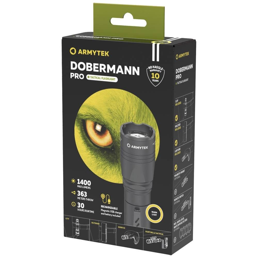 Armytek Taschenlampe Dobermann Pro Magnet USB Warm Taktische Taschenlampe 2 in 1 F07501W