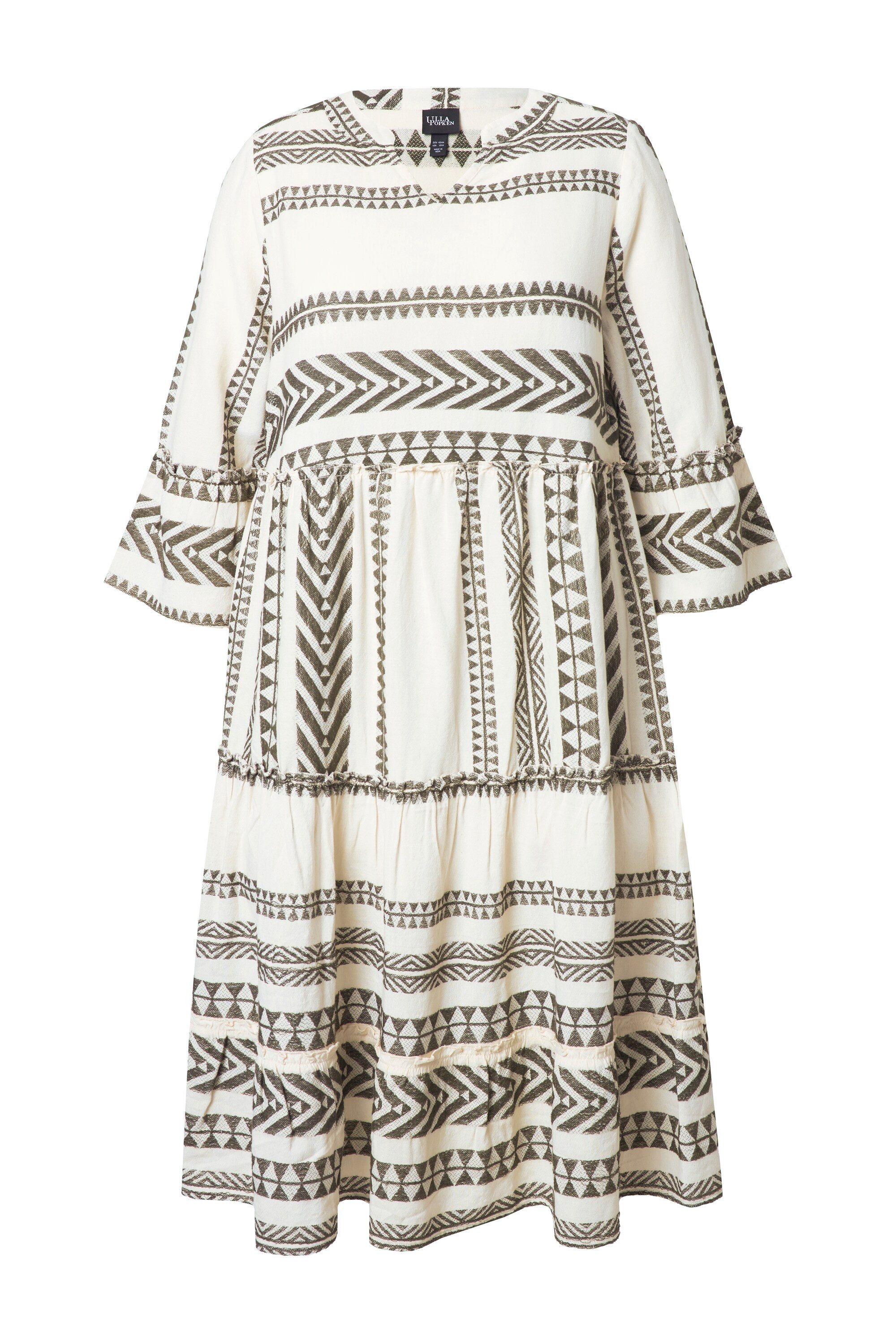 Ulla Popken Midikleid Kaftan-Kleid Volants A-Linie günstig online kaufen