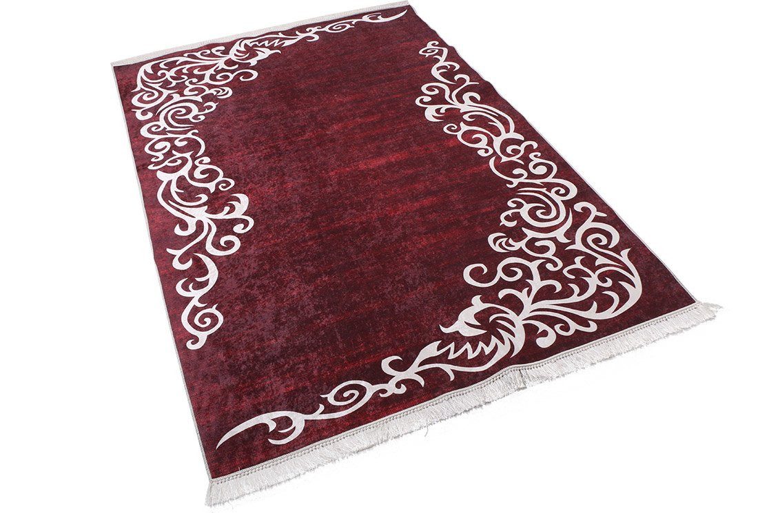 Dinarsu Teppich Bordeauxrot Teppichläufer Flache Oberfläche Läufer Waschbar günstig online kaufen