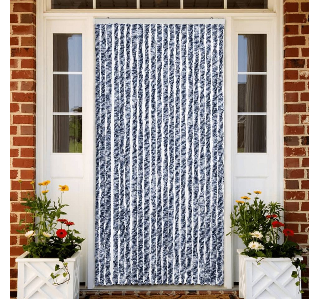 Thumbnail - vidaXL Insektenschutz-Vorhang, Fliegenvorhang Blau, Weiß und Silbern 90x220cm Chenille
