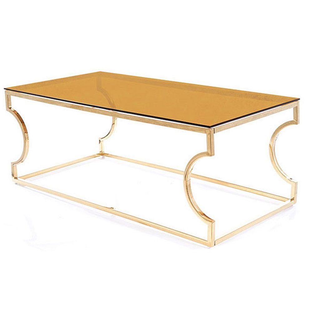 Feldmann-Wohnen Couchtisch Kenzo A (Tischplatte aus Glas, moderne Optik), 120x60x40cm Bernsteinfarben Gold