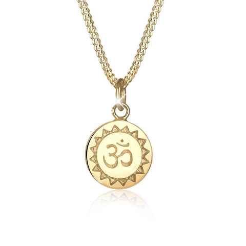 Elli Kette mit Anhänger Om Mantra Yoga Anhänger 925 Silber vergoldet