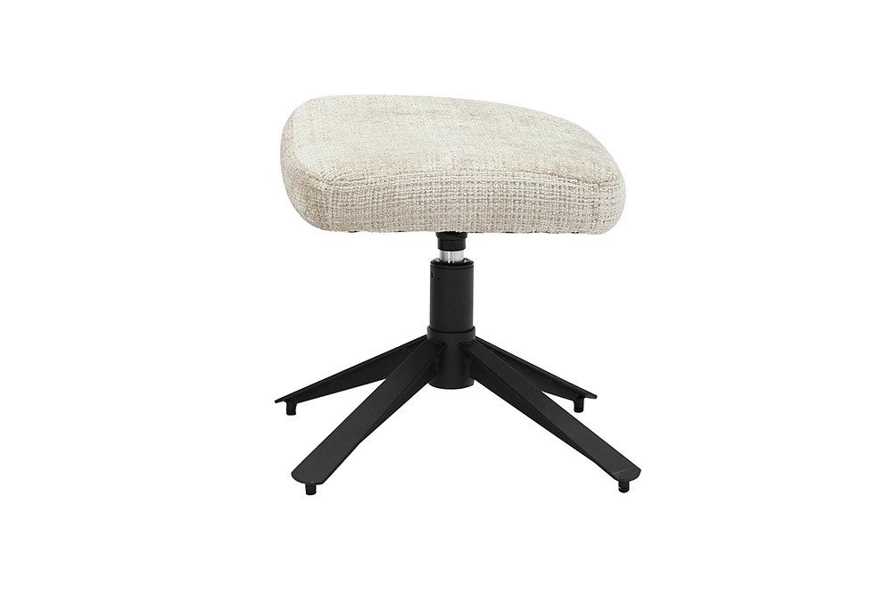 riess-ambiente Fußhocker CLOUD champagner beige/schwarz - Chenille Cremona, Metall, drehbar (Einzelartikel, 1 St), Fußhocker im Retro Design - ideal für Skandi Wohn- und Arbeitsbereiche