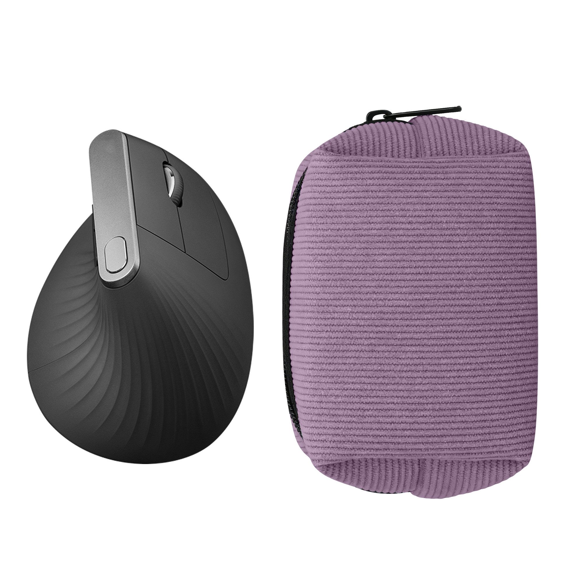 kwmobile Schutz-Set Maus Tasche für Logitech Lift / MX Vertical / Anker Vertical Hülle, Case für Bluetooth Maus aus robustem Cord und Neopren Stoff