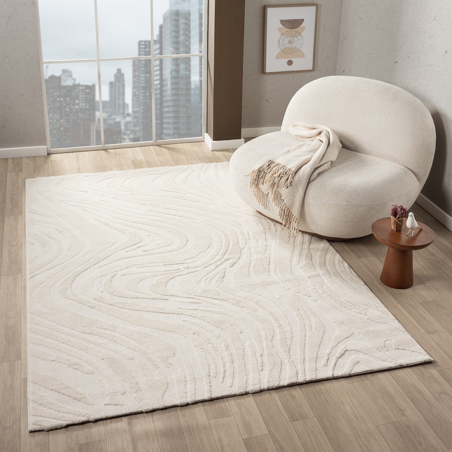 Vimoda Teppich Wellenmuster, modernerer Designteppich, dicht günstig online kaufen