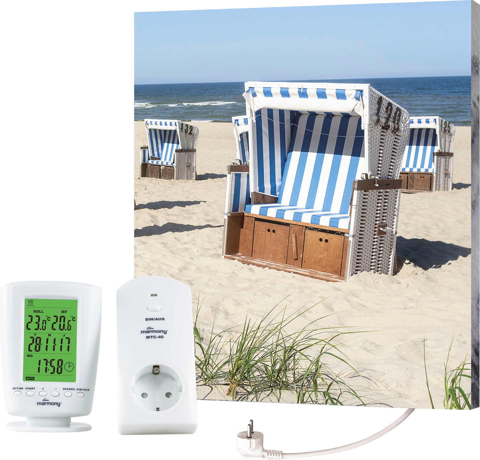 Marmony Infrarotheizung Motiv Strandkorb, BxHxT: 50x60x2 cm, mit Fernbedienung und Timer