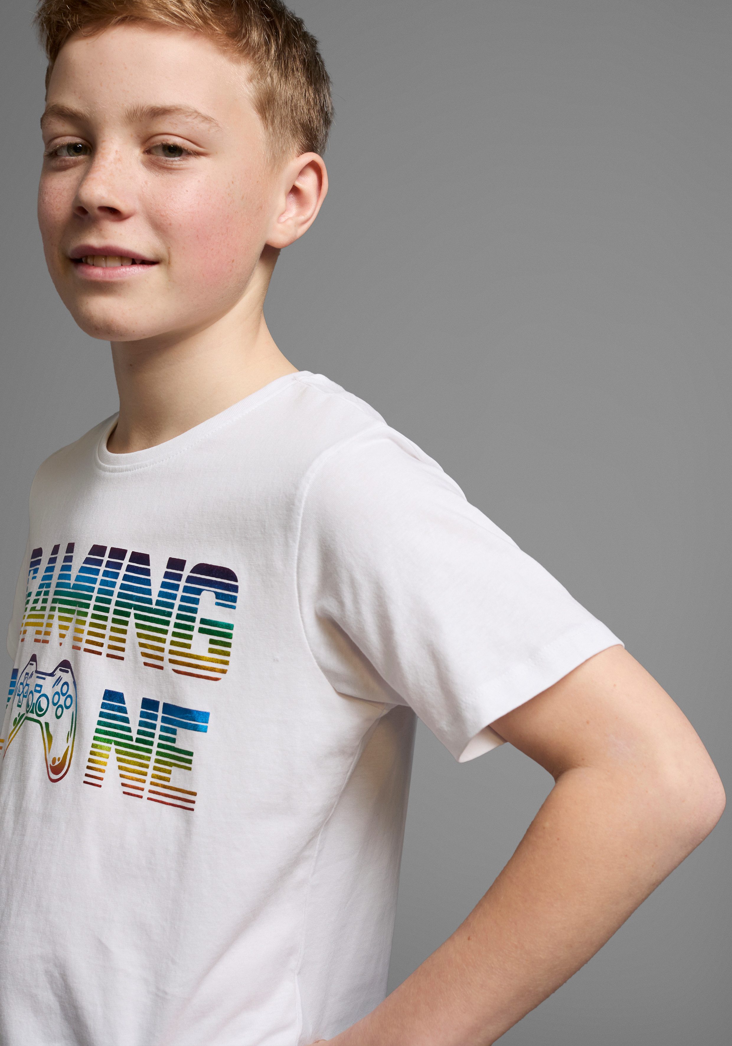 KIDSWORLD T-Shirt GAMING ZONE Kurzarm, Basic-Passform, mit Foliendruck