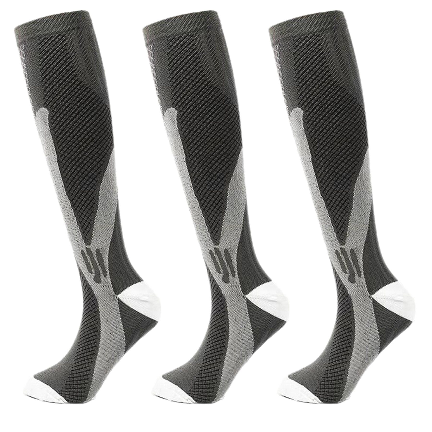 Mutig Stützkniestrümpfe 3 Paar Kompressionssocken Kniestrümpfe Stützstrümpfe Laufsocken (15-25mmHg Stützstrümpfe Sport Kompressionssocken mit Elastisch, Reisestrümpfe Kompressionsstrümpfe Damen & Herren) Compression Socks für Sport, Laufen, Flug, Reisen,Fahrrad Radsport
