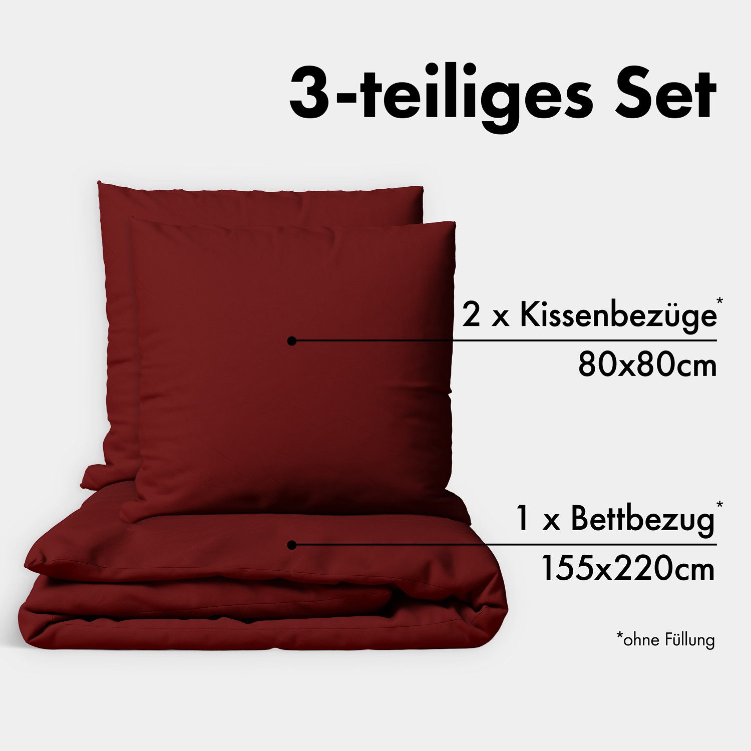 Jacobson Bettwäsche Set - 100% Baumwolle, Perkal, 3 teilig, Erhältlich in d günstig online kaufen