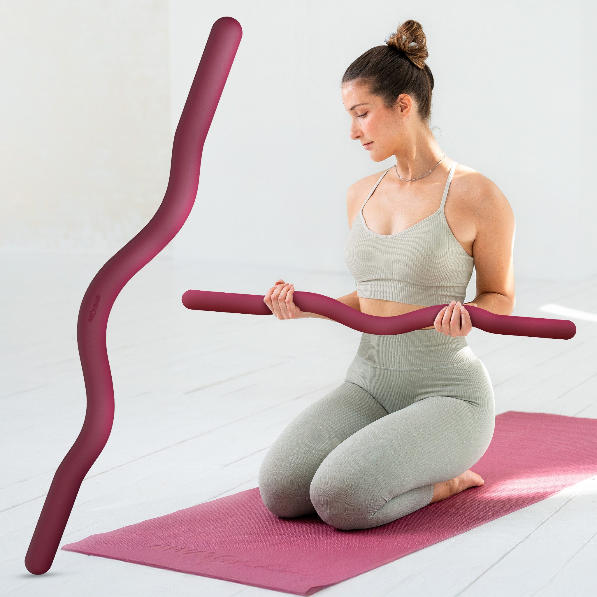 NEOLYMP Langhantelstange Pilates SZ Stange – ergonomische Silikon Hantelstange für Pilates, Silikon, (Pilates Stange für Home Workout, Core Training & Balance), 6,8 kg Trainingsstange für kontrolliertes Krafttraining zuhause
