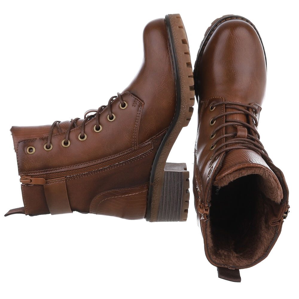 Ital-Design Damen Stiefel mit Reißverschluss und Schnürung Schnürstiefelett günstig online kaufen