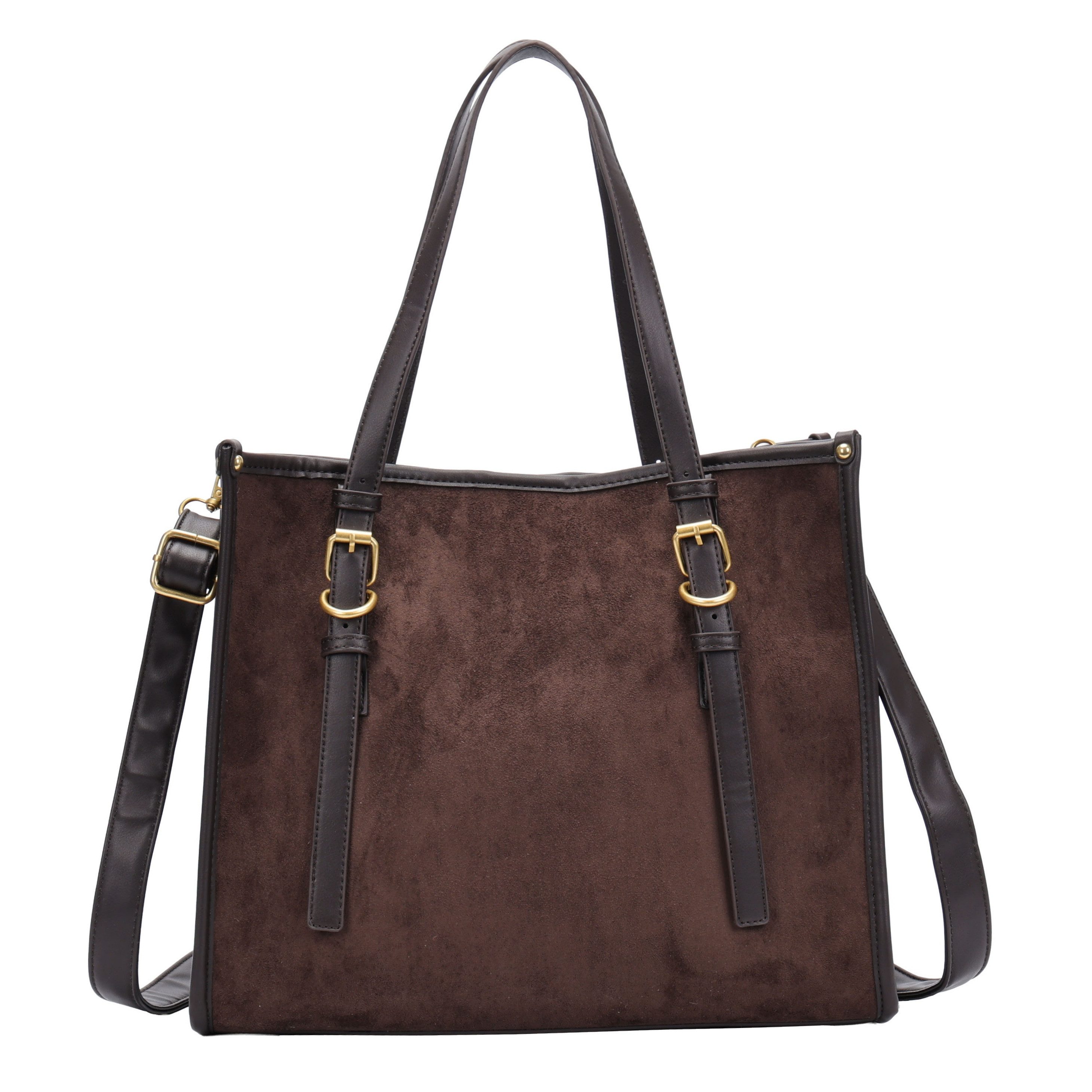 Shopper Damen Schultertasche in Wildleder-Optik, große Handtasche